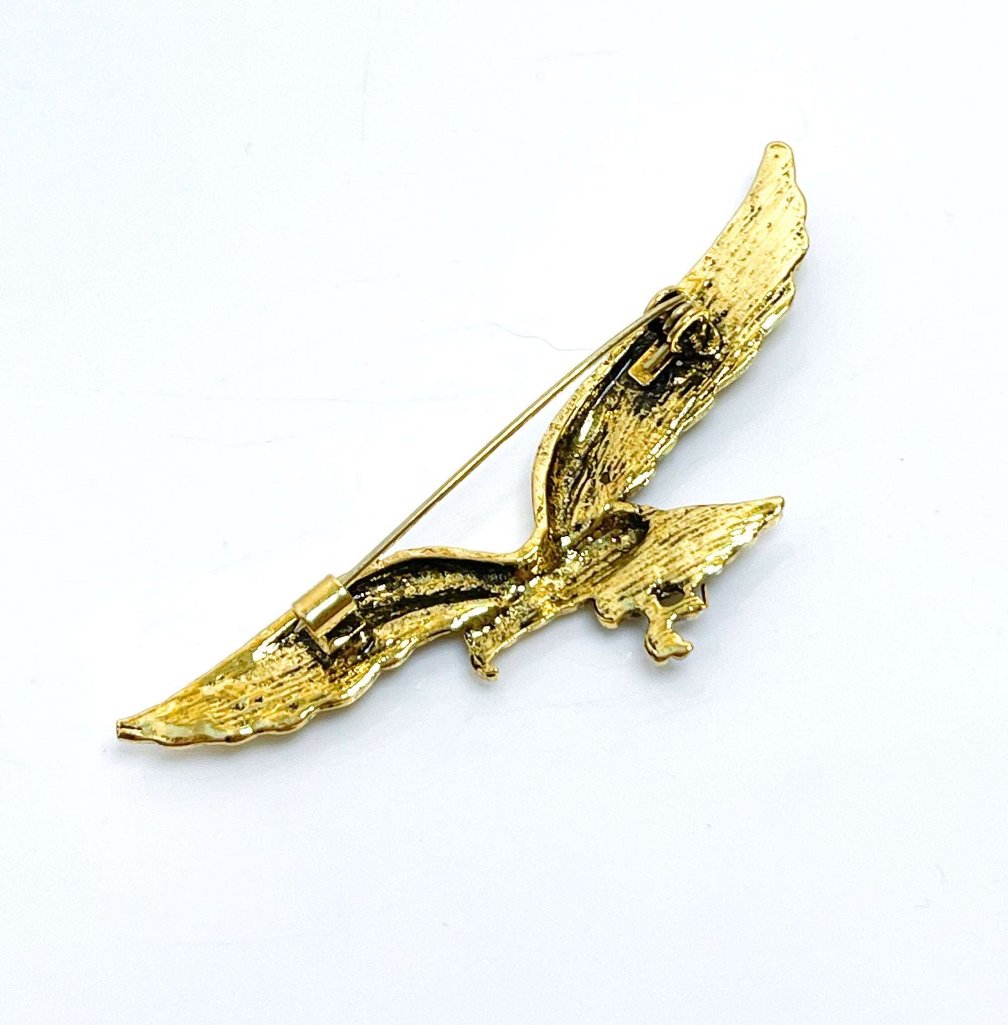Antique Gold Eagle Brooch | Unisex Jewellery | Vintage Style Bikers Pin
