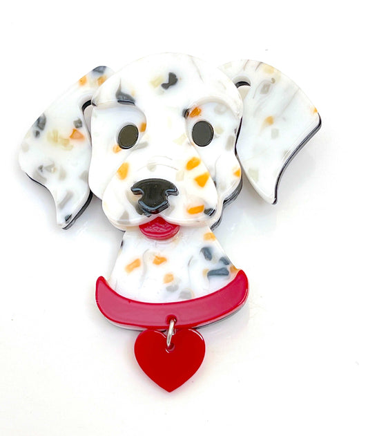 Cheeky Dalmatian Style Dog Brooch | Large Dog Head Pin | Fashion Accessory