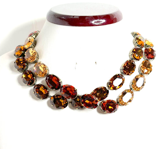 Smoked Topaz Crystal Georgian Collet Necklaces | Anna Wintour Style | Austrian Crystal | Statement Riviere Necklace