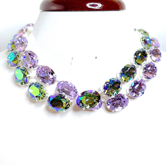 Violet Multicolour Austrian Crystal Necklace