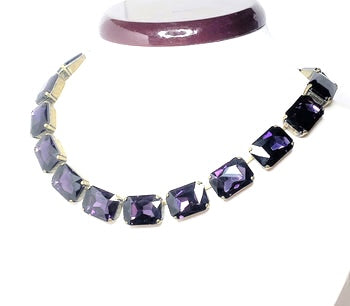 Dark Amethyst Crystal Necklace | Anna Wintour Style | Purple Georgian Collet Choker | Statement Necklace for Women