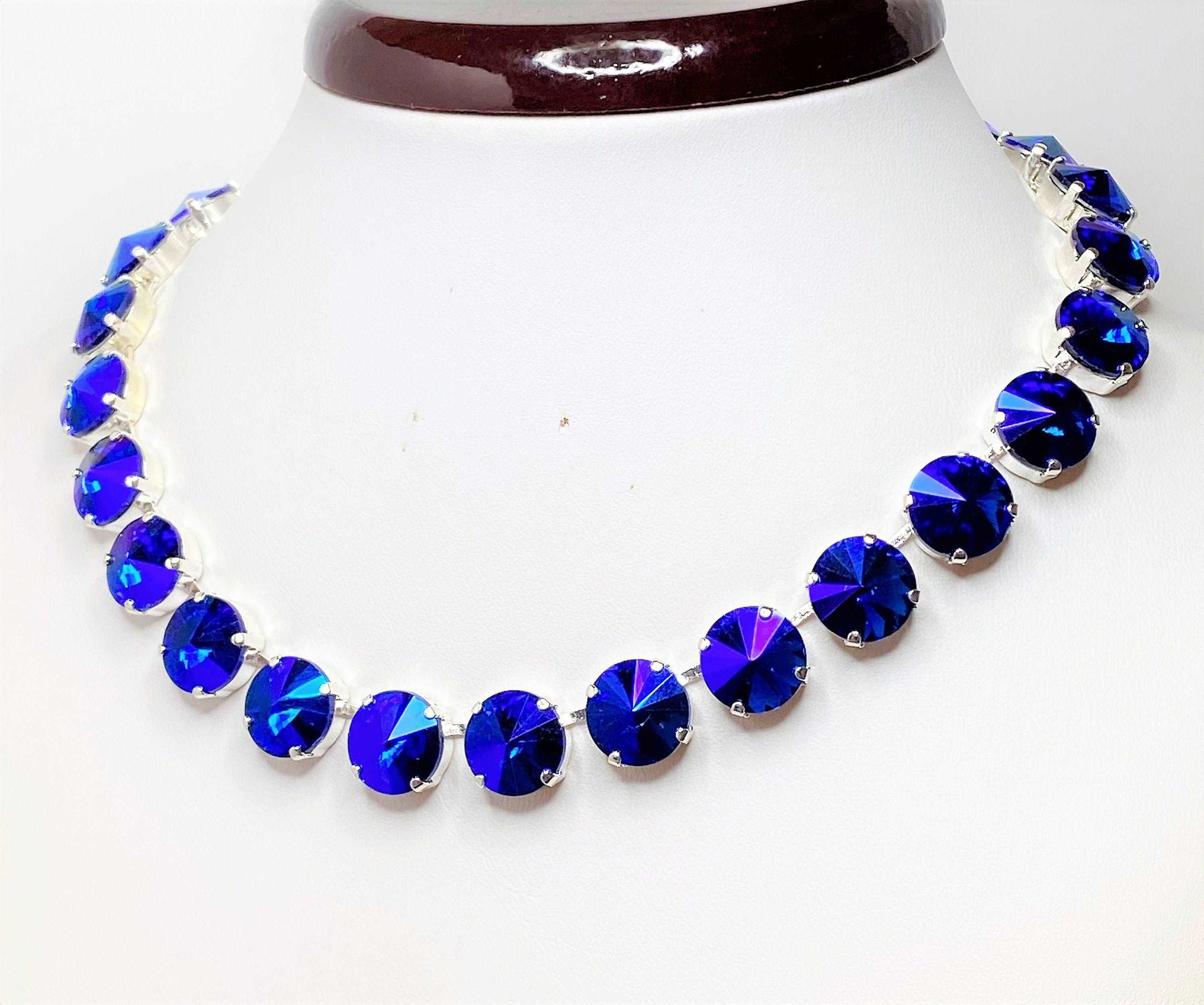 Aquamarine Crystal Georgian Collet Necklace | Statement Rhinestone Choker | Anna Wintour Style