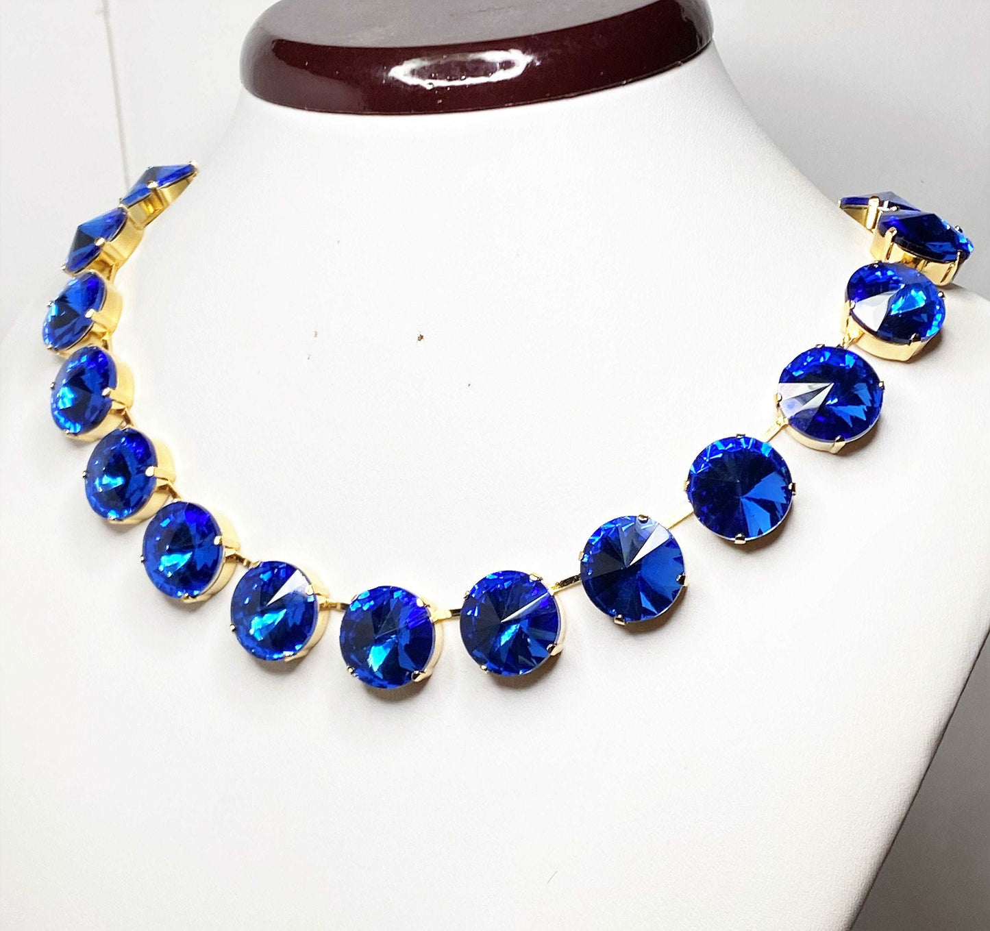 Aquamarine Sapphire Crystal Necklace | Georgian Collet | Vintage Statement Choker