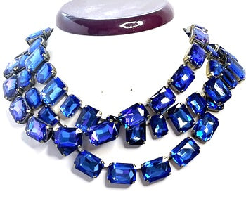 Blue Purple Georgian Collet Necklace | Sapphire Crystal Choker | Statement Riviere Necklace