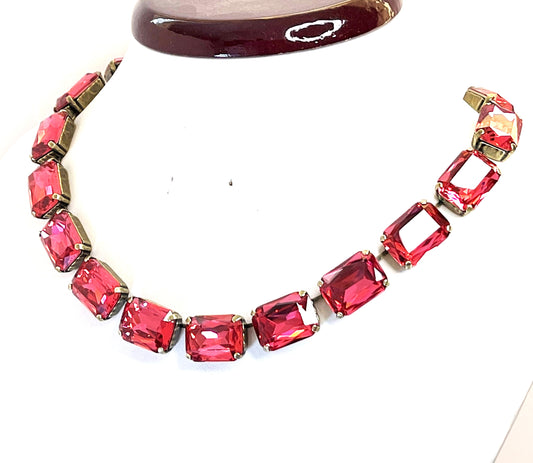 Pink Red Georgian Collet Necklace | Anna Wintour Style | Statement Riviere Necklace