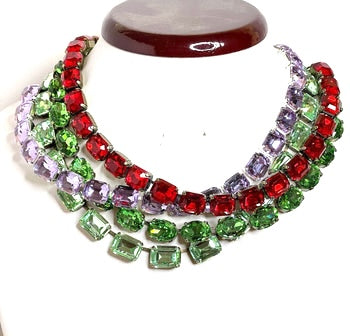 Green Red Georgian Collet Necklaces | Premium Crystal | Anna Wintour Style | Violet Red Riviere Statement Necklaces