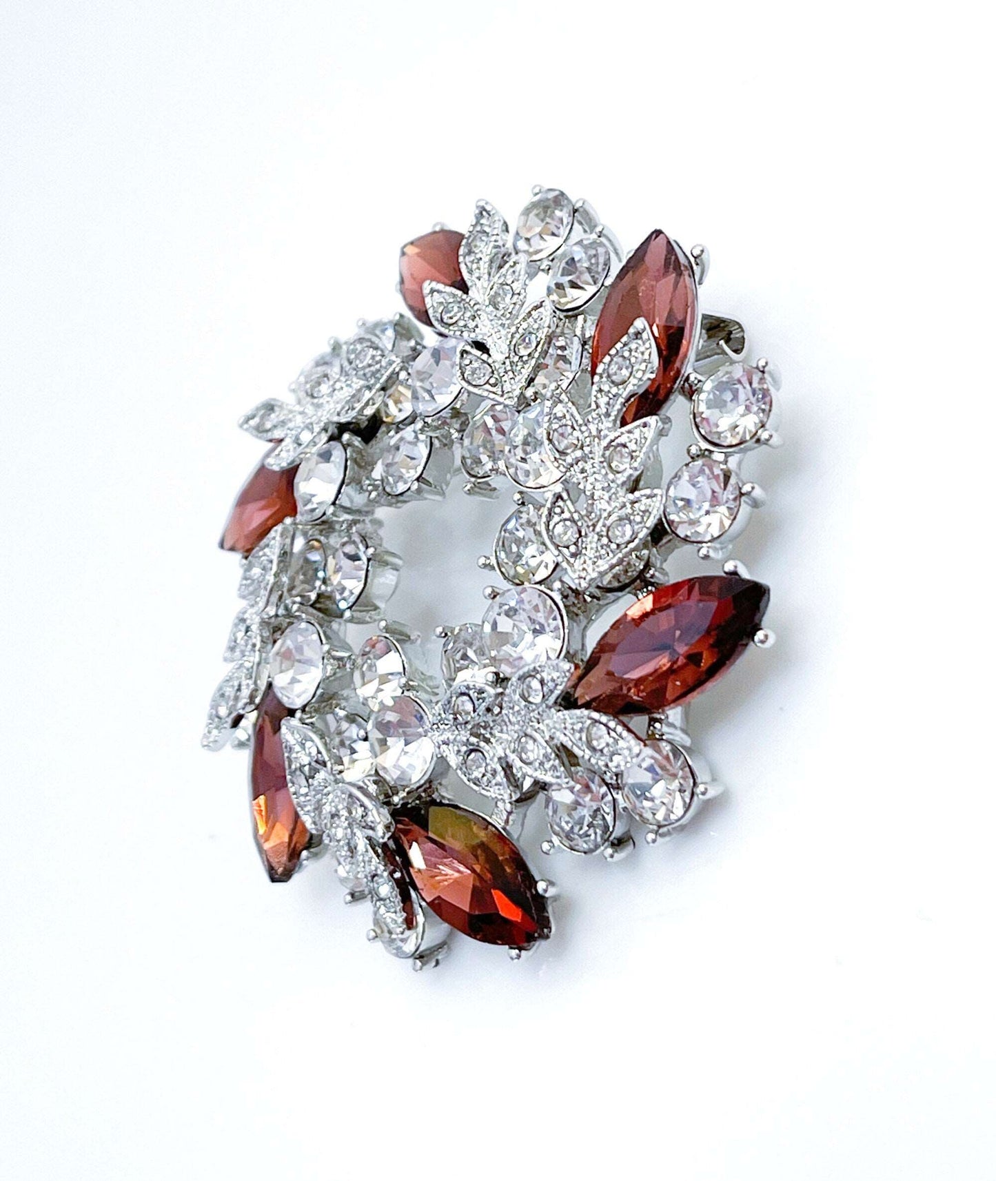 Gorgeous Red Stone Garland Brooch | Vintage Style Flower Brooch | Stylish Flower Pin