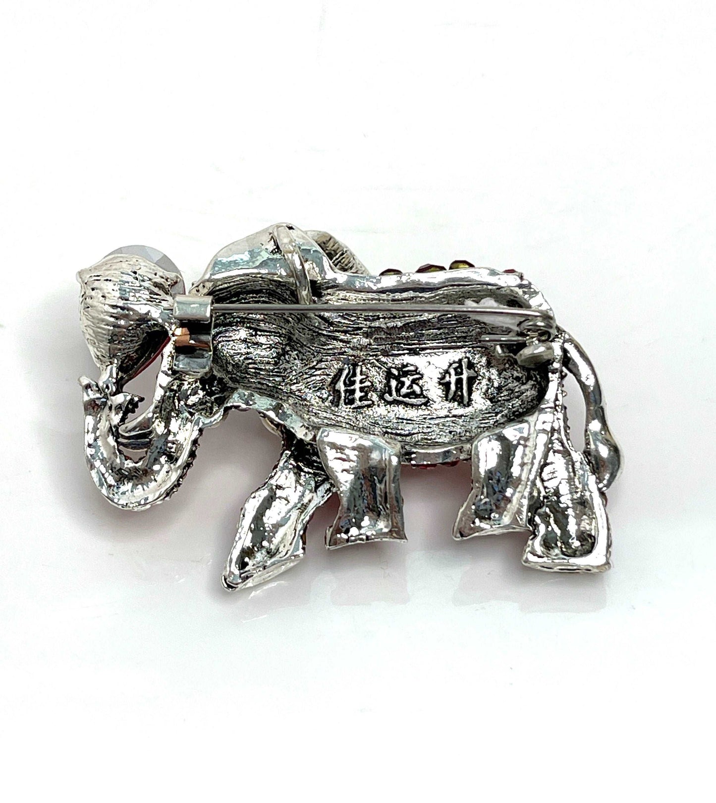 Large Red Indian Elephant Brooch, Sparkly Elephant Pin, Crystal Animal Pin, Multi Crystal Diamonte Pin, Brooches For Women