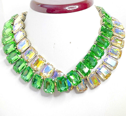 Peridot Georgian Collet Necklaces, Crystal Choker, Anna Wintour Style, Paradise Shine Riviere Necklace, Statement Necklaces for Women