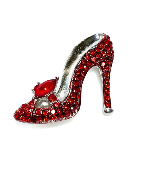 Beautiful Red Stiletto Shoe Brooch, Ruby Crystal Shoe, Sparkly Fashion Accessory Pin, Stylish High Heel Pin, Brooches for Women
