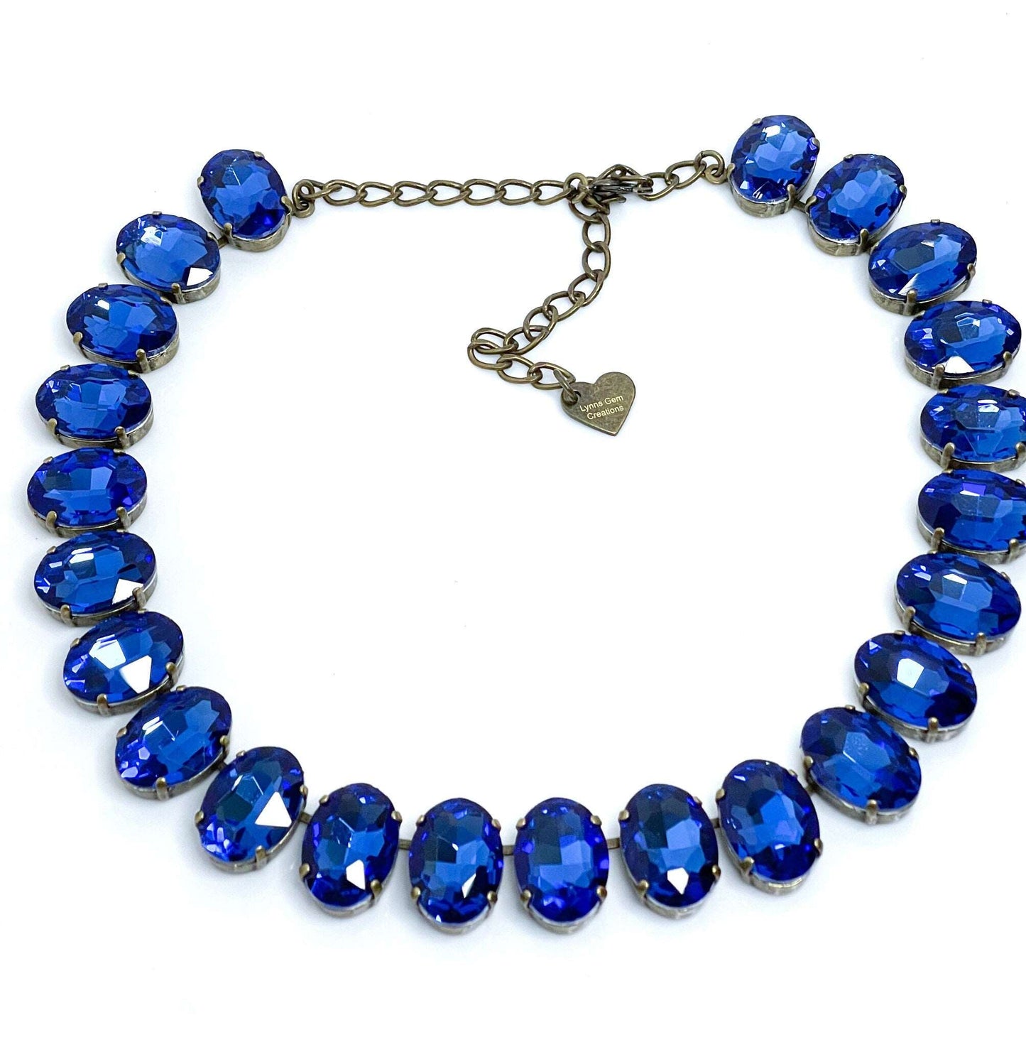 Anna Wintour Necklace, Sapphire Oval Georgian Collet, Crystal Choker, Blue Riviere Necklace, Statement Choker, Necklaces for Women