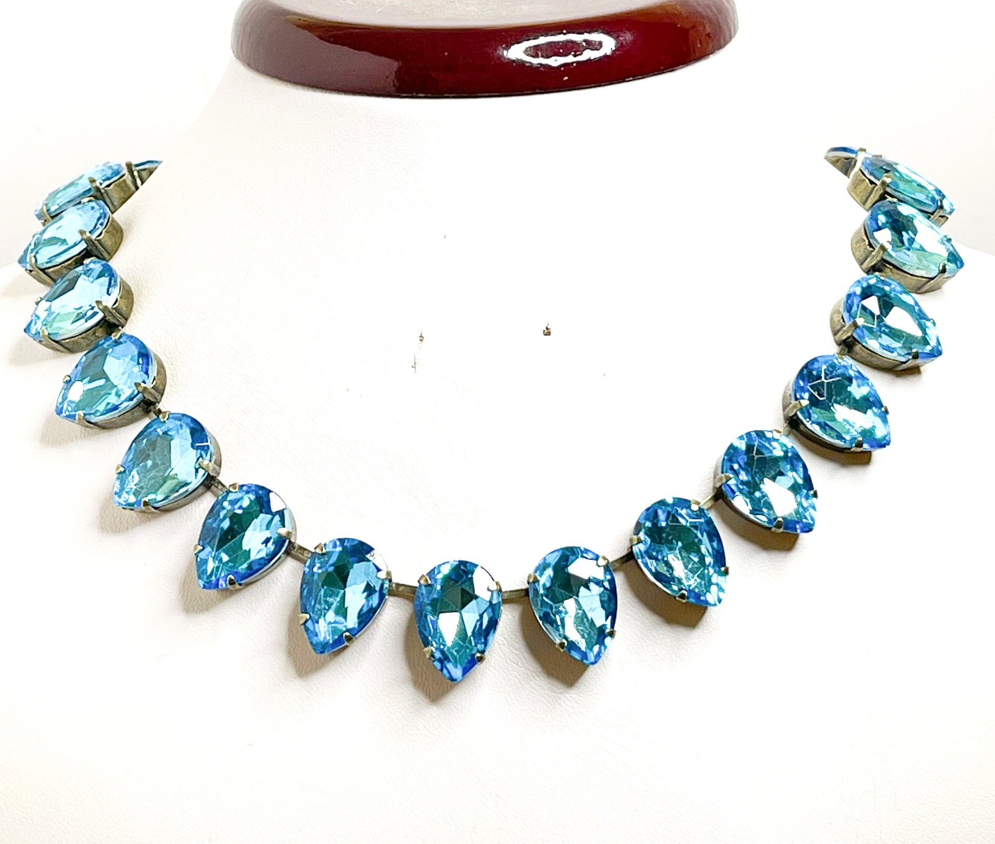 Aquamarine Crystal Necklace, Anna Wintour Style, Georgian Collet, Blue Statement Choker, Riviere Necklace, Necklaces For Women