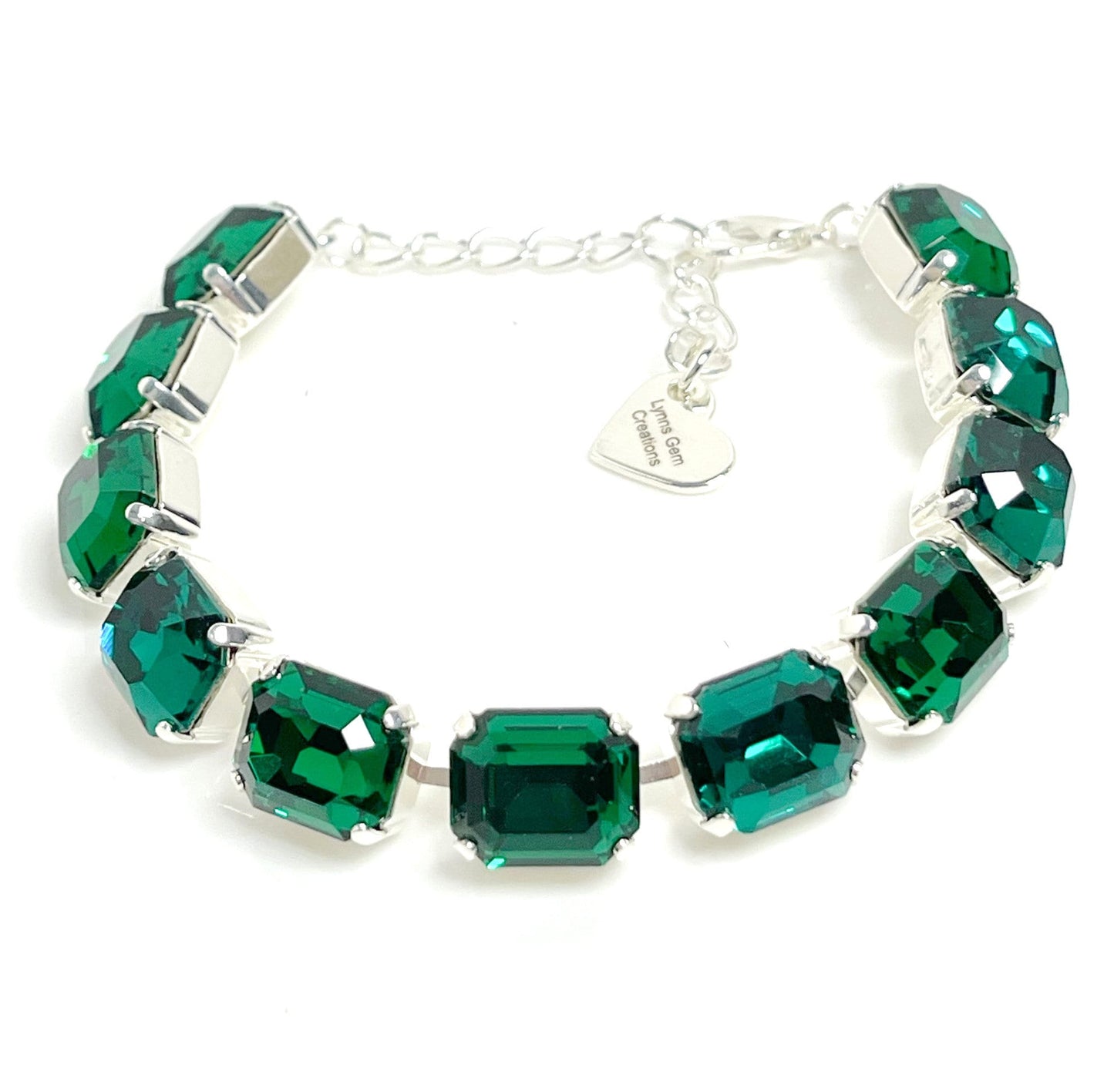 Emerald Green Crystal Bracelet | Green Tennis Bracelet | Georgian Statement Bracelet