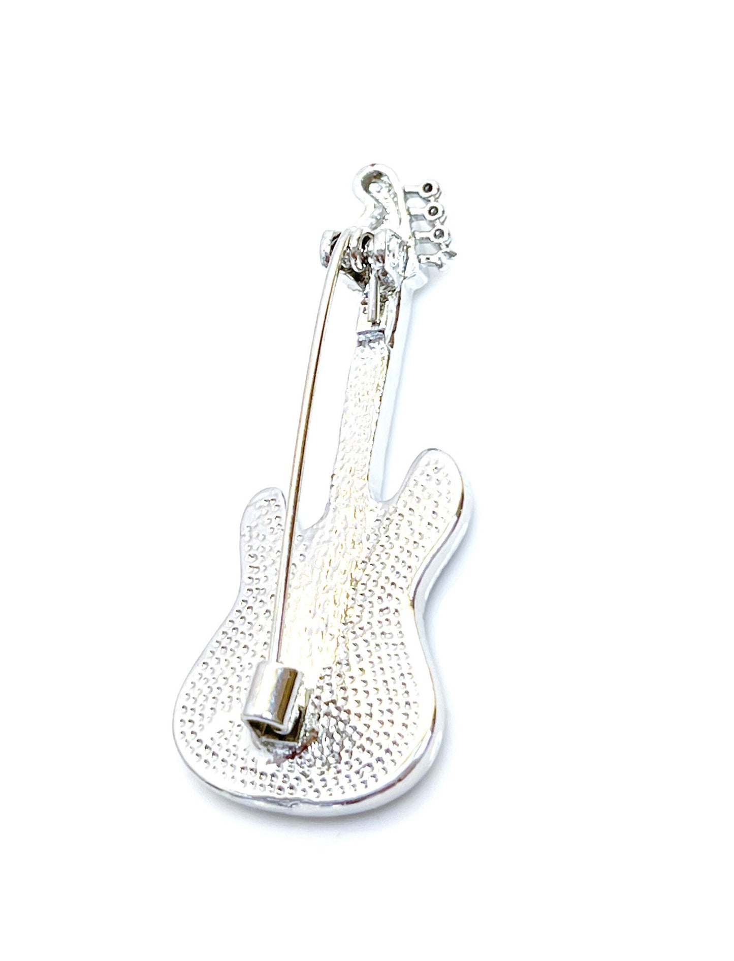 Silver Abalone Shell Guitar Brooch, Fashion Brooch, Unisex Jewellery, Music Lovers Brooch, Rockers Pin, Guitar Lovers Gift