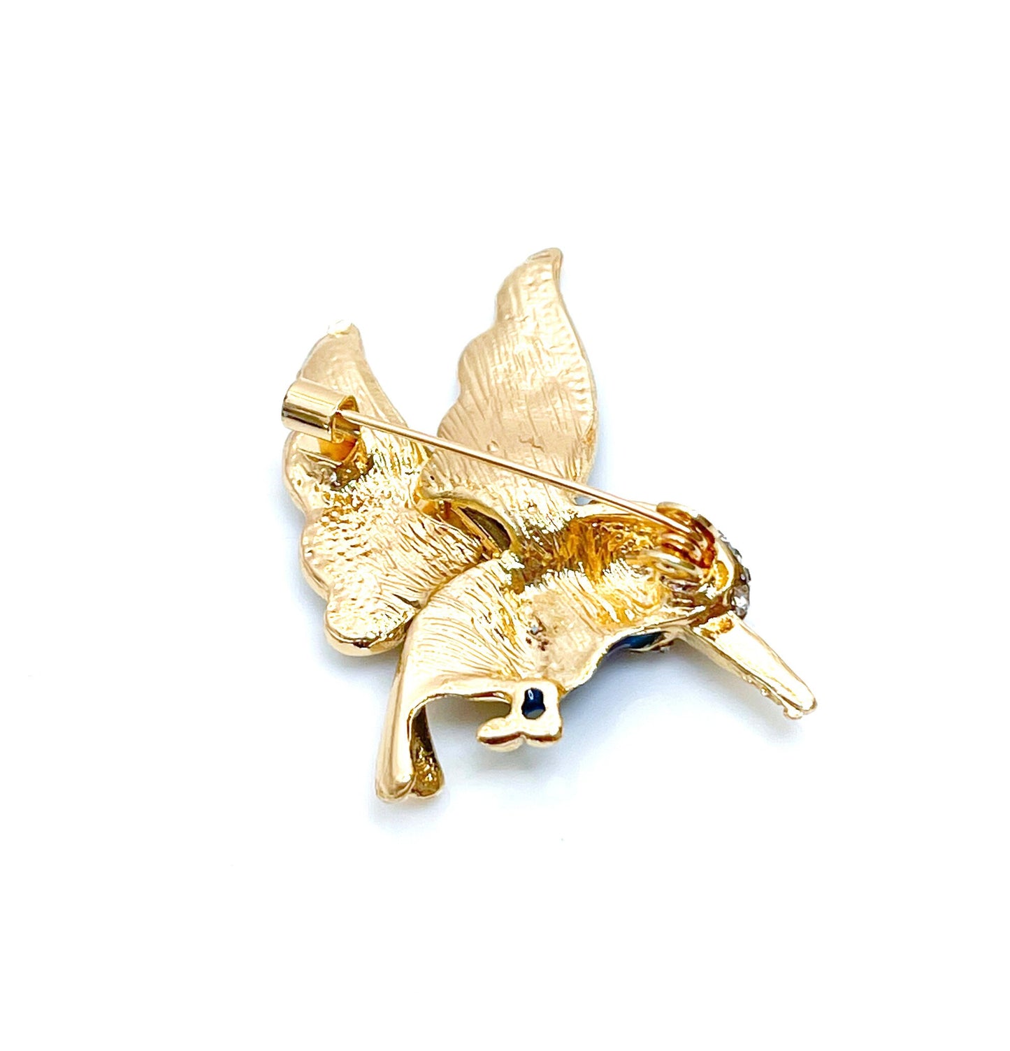 Teal Hummingbird Brooch | Gift for Bird Lovers | Blue and Gold Hummingbird | Cute Bird Pin