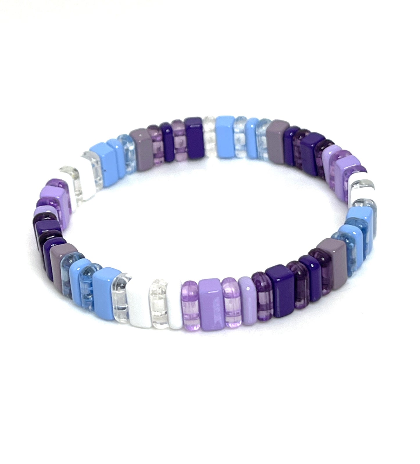 Tila Beaded Bracelet | Blue Purple Multicolour | Japanese Bead Stretch Bracelet