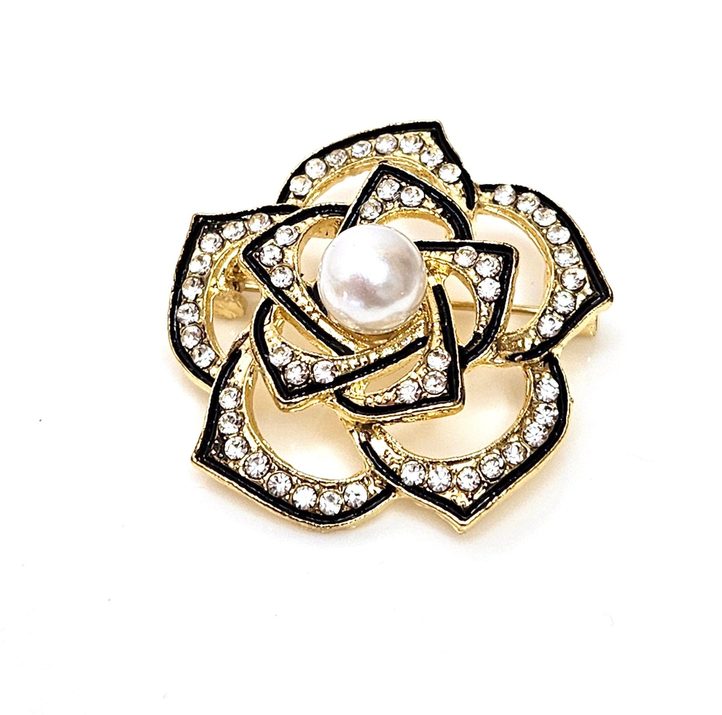 Sparkly Crystal Pearl Camelia Brooch, Crystal Flower Pin, Statement Brooch, Very Sparkly Jacket Pin, Brooches For Women