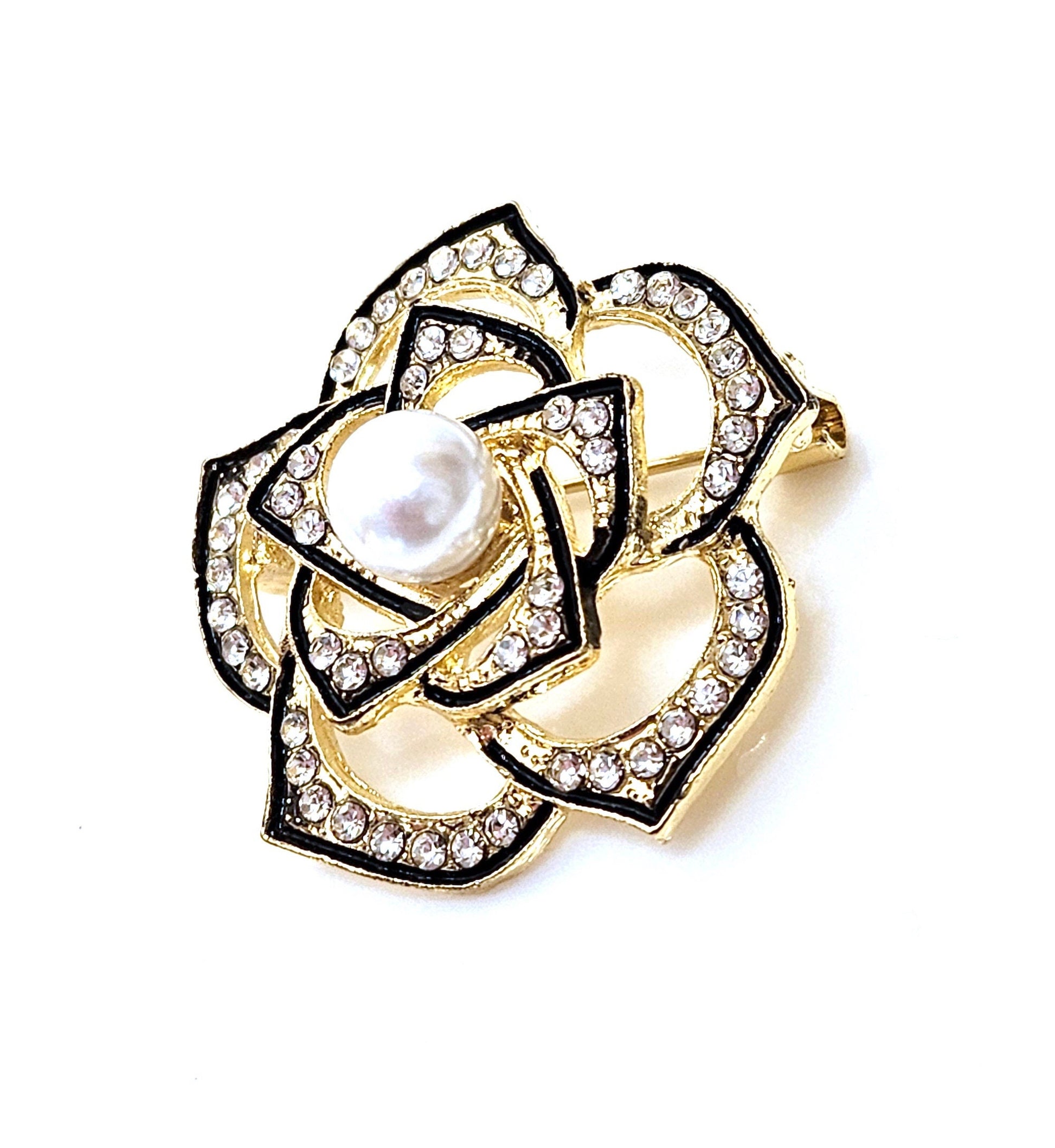 Sparkly Crystal Pearl Camelia Brooch, Crystal Flower Pin, Statement Brooch, Very Sparkly Jacket Pin, Brooches For Women