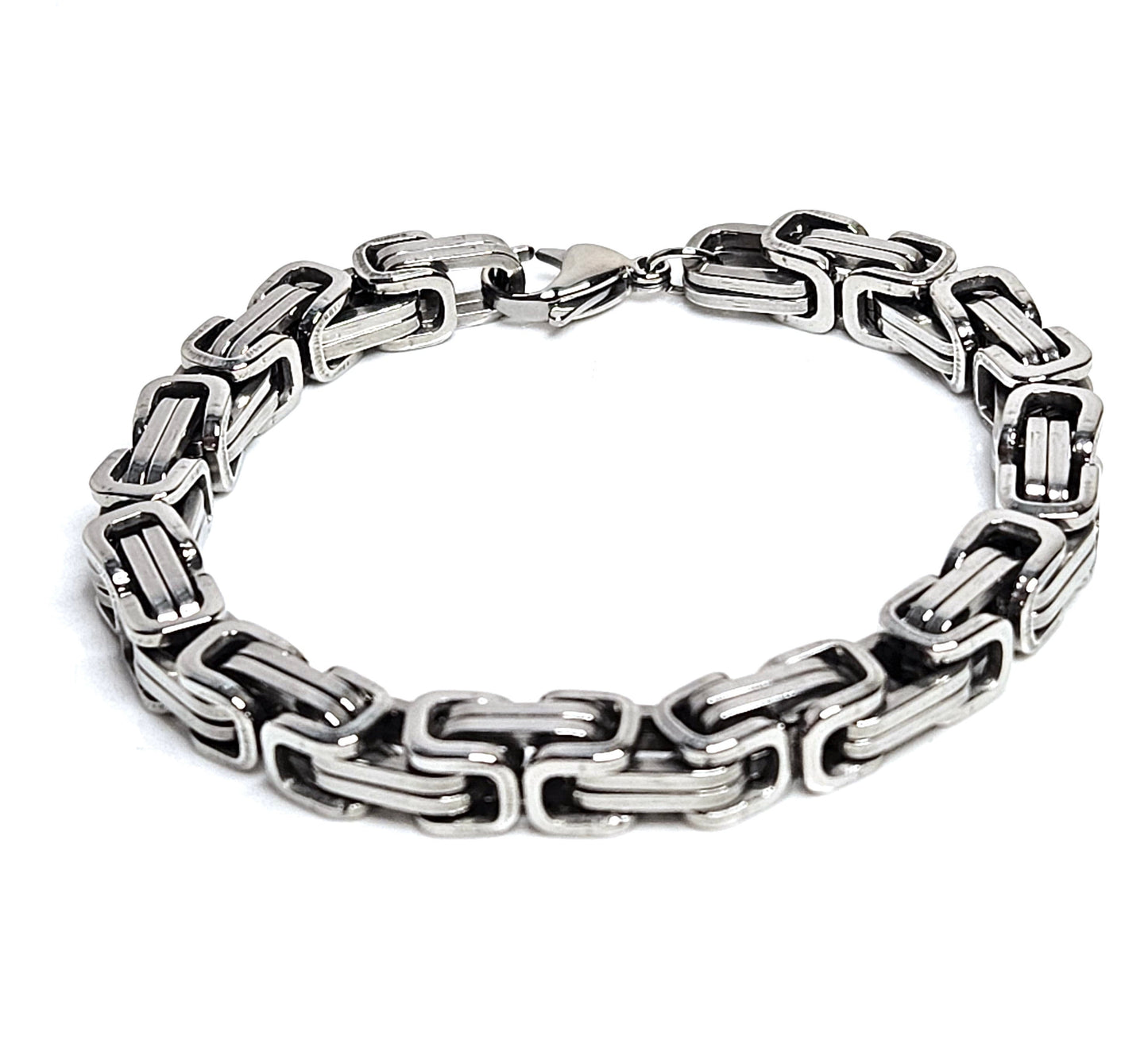 Mens Silver Titanium Steel Link Bracelet, Bracelets for Men, Male Jewellery, Silver Chain Bracelet, Fashion Gift for Him