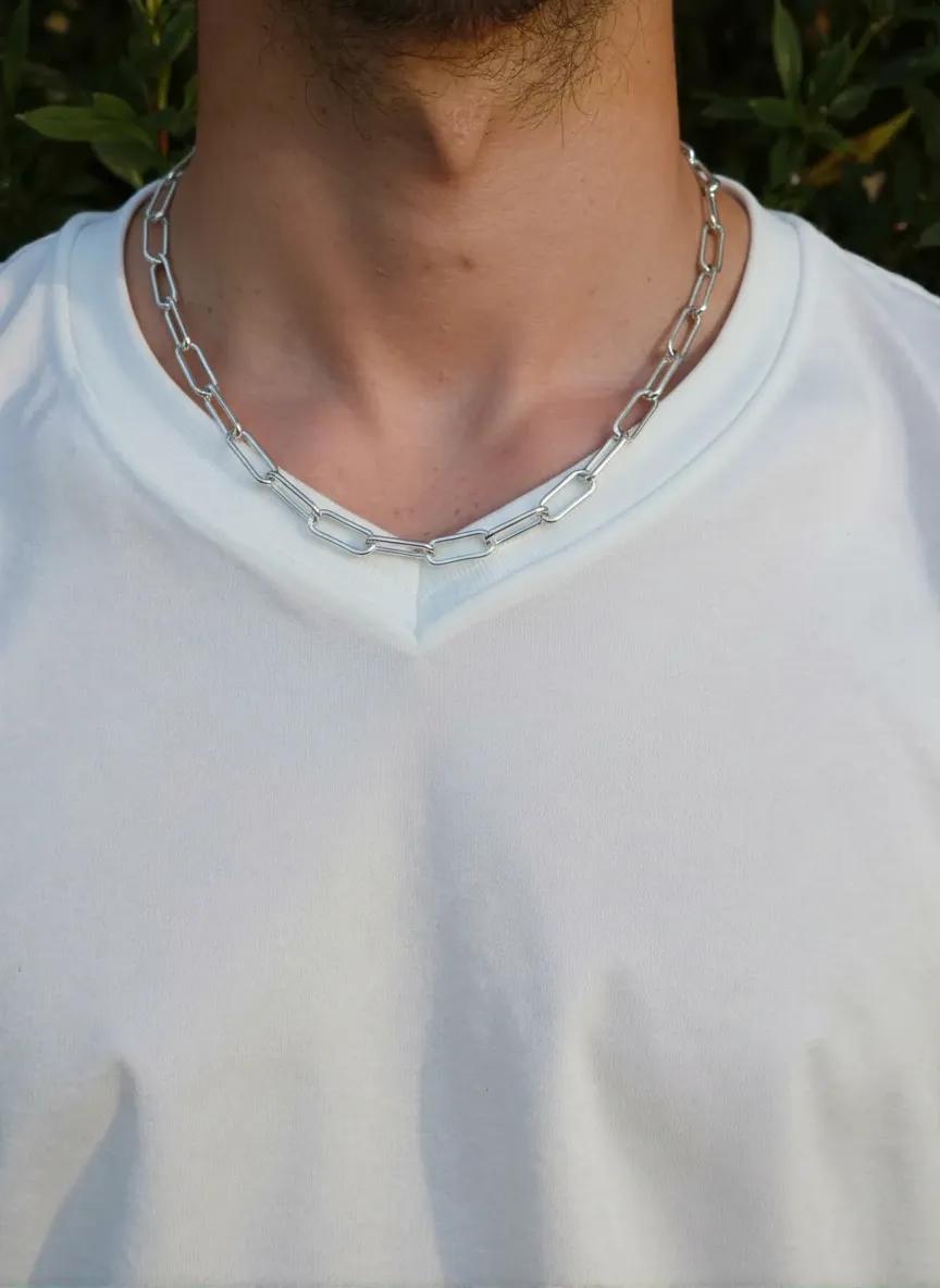 Paperclip Chain Necklace | Silver Gold Antique Brass | Unisex Gift 