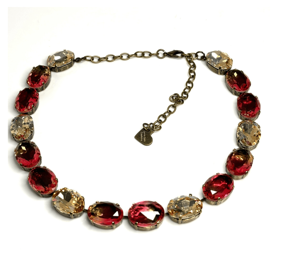 Tourmline Rose Gold Austrian Crystal Georgian Collet Necklaces 