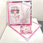 Luxury Handmade Birthday Card for Friend | Cute Girl Big Hat With Flower | 3D Easel Card | Boxed