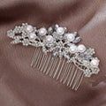 Beautiful Crystal and Pearl Flower Comb for Hair | Bridal Jewellery
