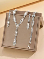 Clear Crystal Crystal Necklace Bracelet and Earrings Jewellery Set | Wedding Accessories