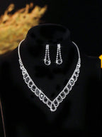 Clear Black Crystal Necklace and Earrings Set | Wedding Jewellery | Bridal Accessories