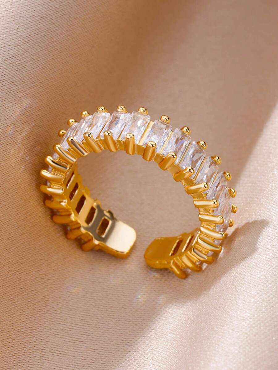Rainbow Colour Crystal Gold Ring | Adjustable