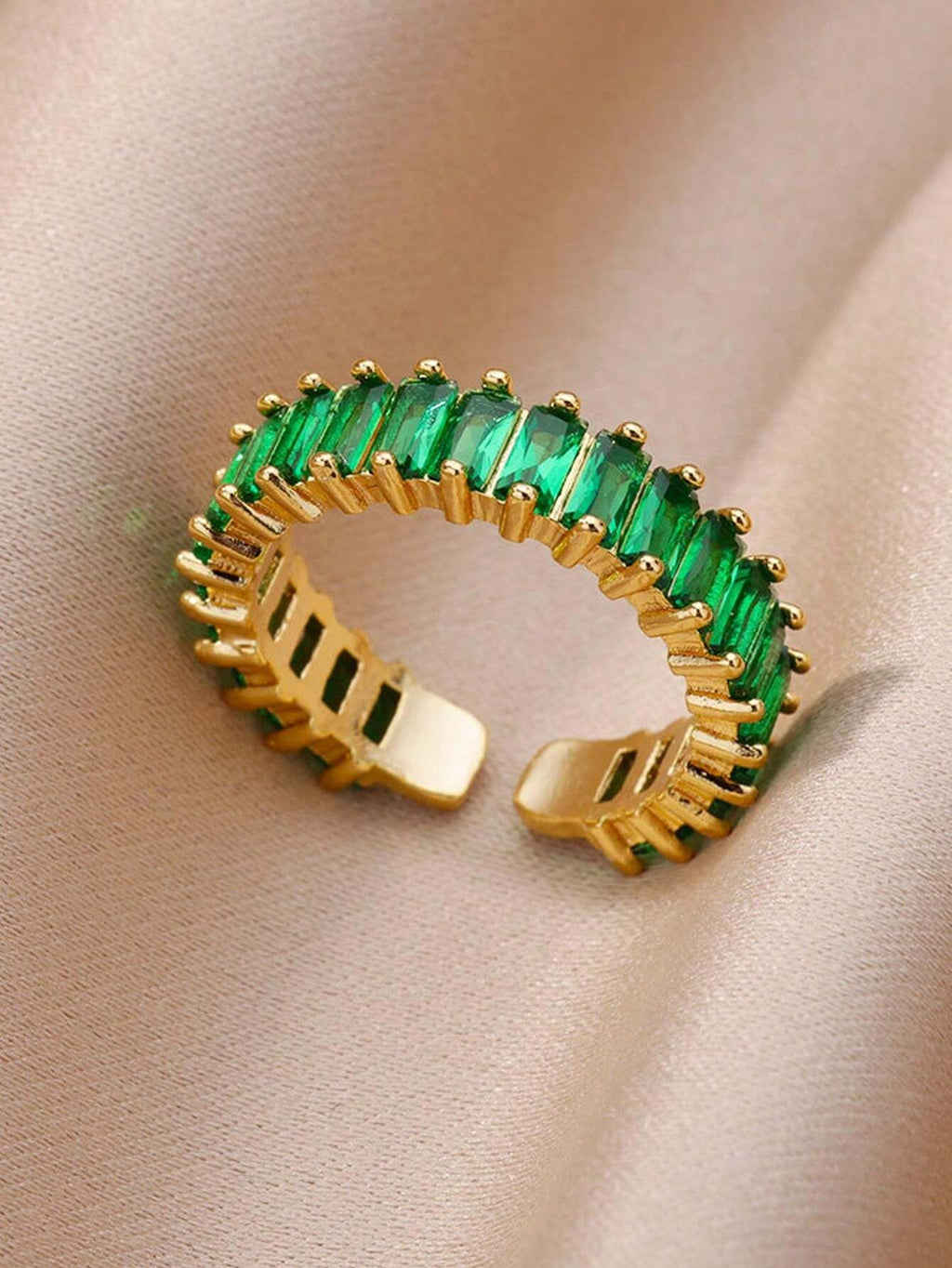 Rainbow Colour Crystal Gold Ring | Adjustable