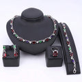 Rainbow Crystal 4 Piece Set | Necklace Bracelet Earrings and Ring | Bridal Accessories