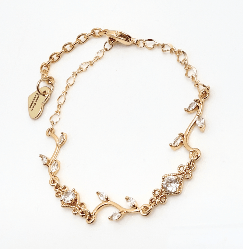 Delicate Regency Gold VineJewellery Set with Clear Crystal | Fairycore Coquette Elegance