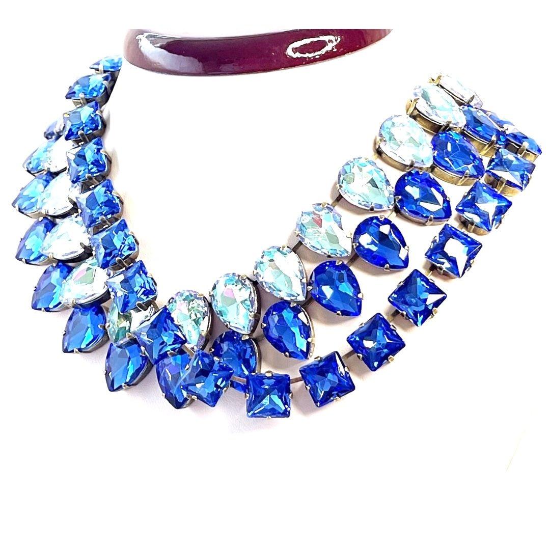 Sapphire Blue Georgian Collet Necklace | Anna Wintour Style | Riviere Statement Necklace