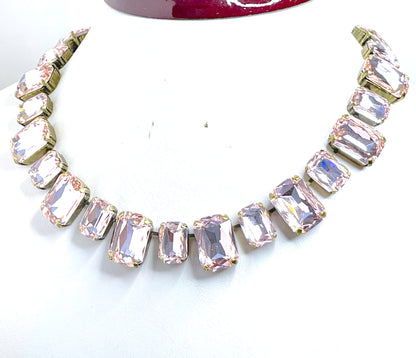 Rose Pink Georgian Collet Necklace | Pink Crystal Choker | Anna Wintour Style | Vitrail Light Riviere Necklace