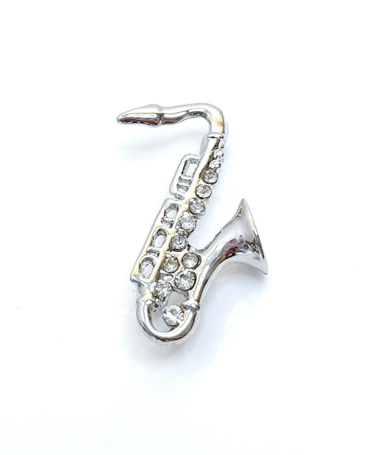 Silver Saxophone Brooch | Unisex Music Lovers Brooch