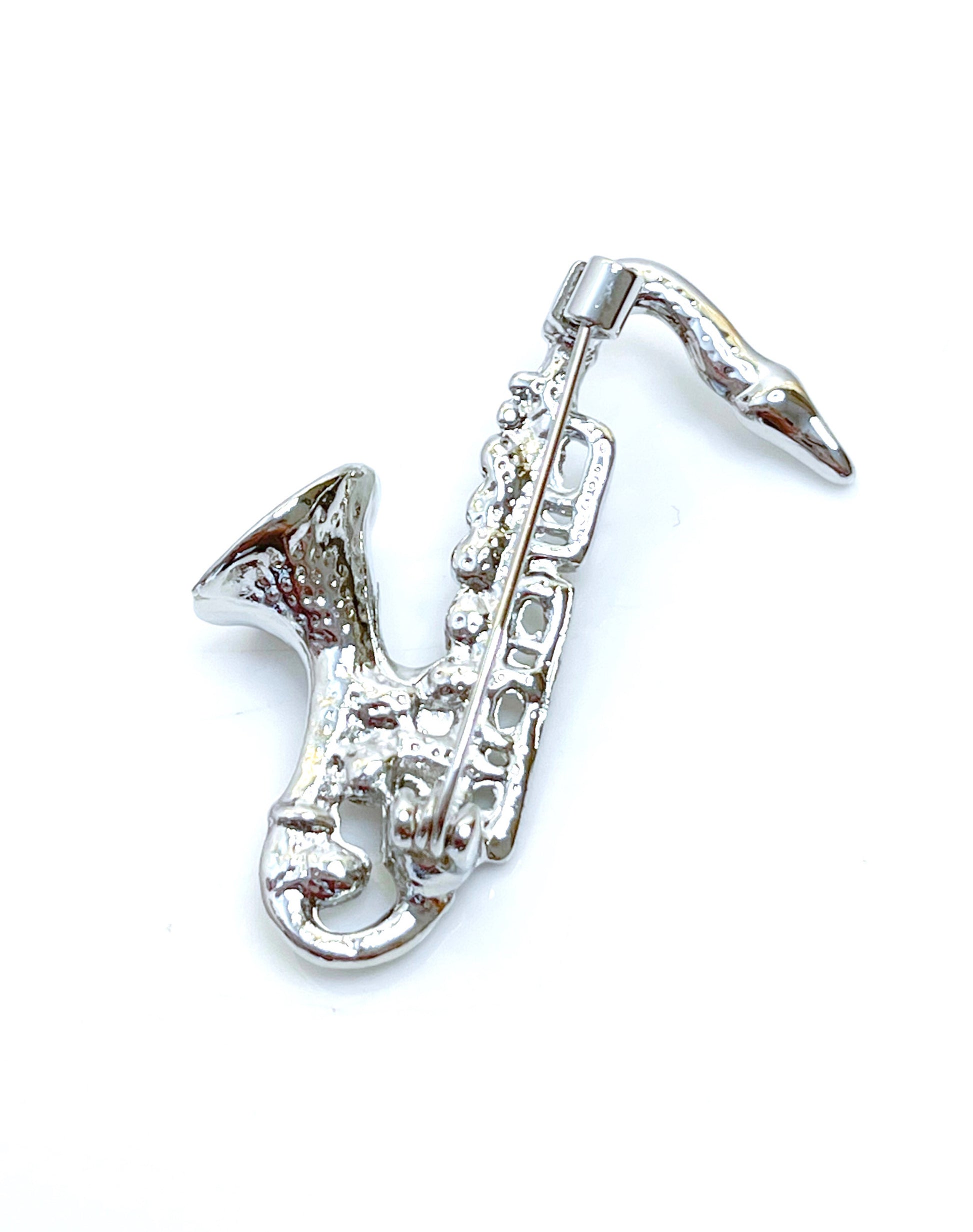Silver Saxophone Brooch | Unisex Music Lovers Brooch
