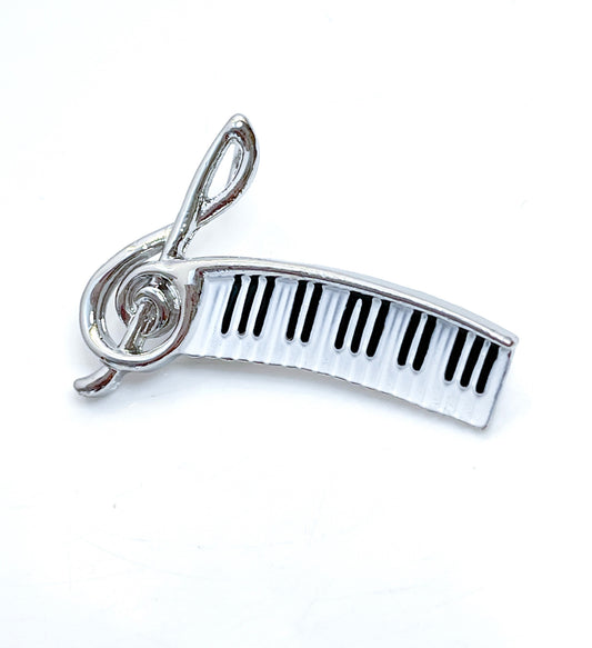 Silver Treble Clef with Piano Brooch | Fashion Music Brooch | Music Lovers Brooch