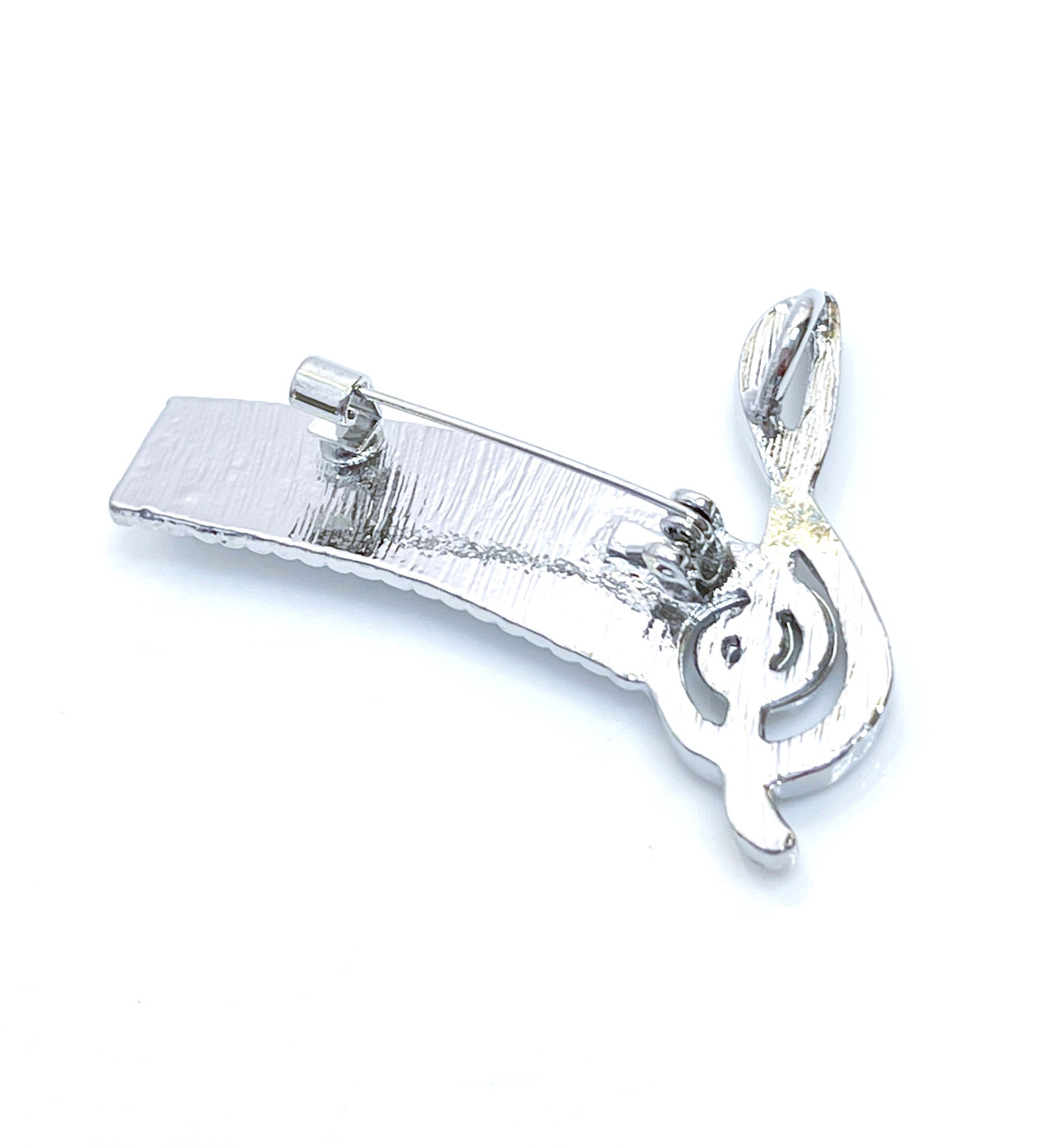 Silver Treble Clef with Piano Brooch | Fashion Music Brooch | Music Lovers Brooch