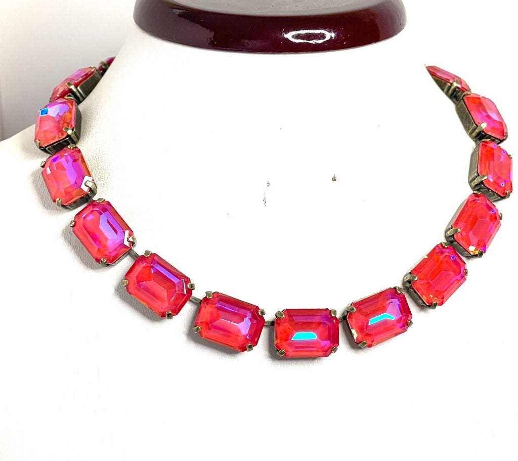 Royal Red Georgian Collet Crystal Necklace  | Statement Crystal Choker  | Anna Wintour Style