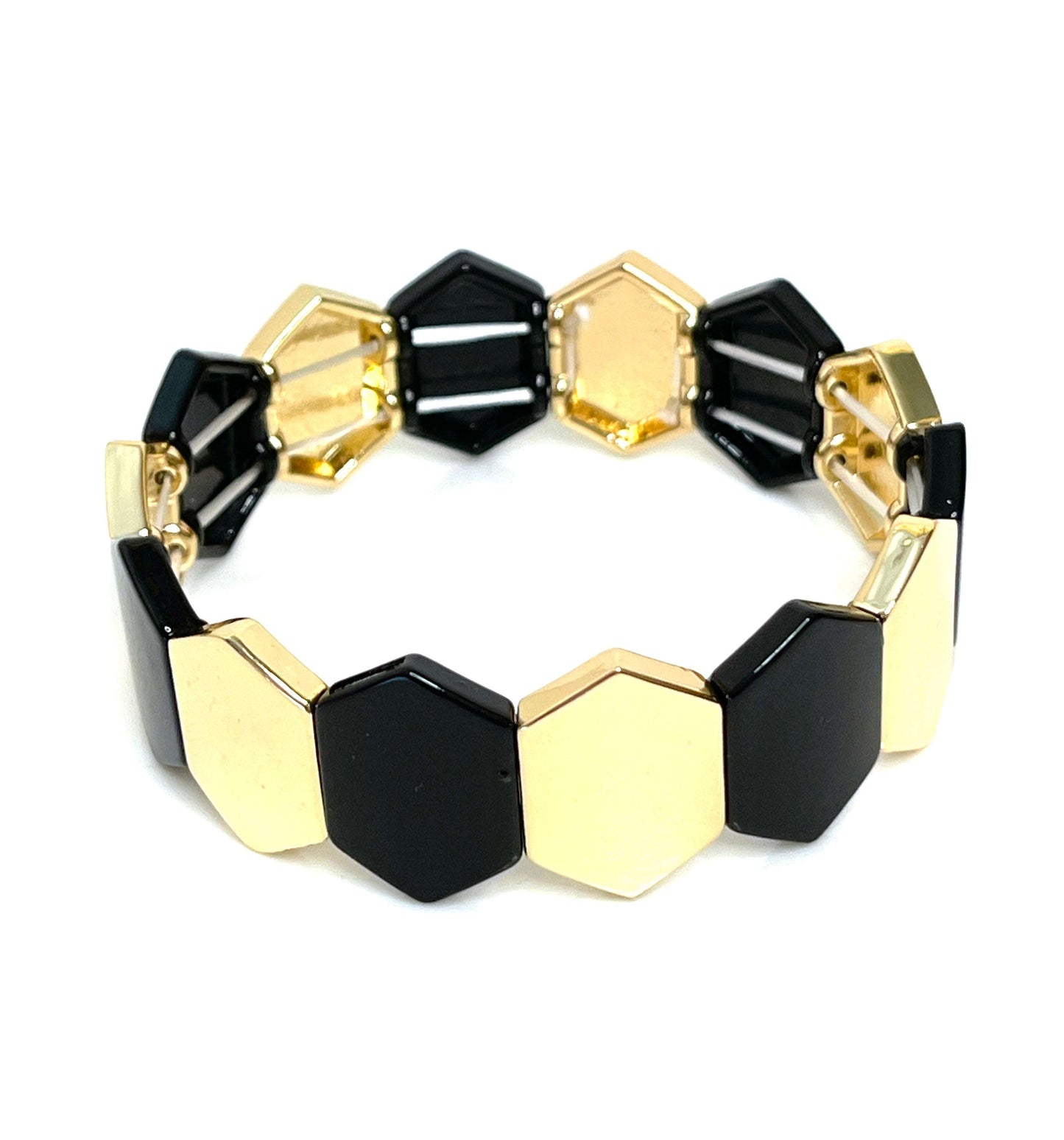 Tile Beaded Bracelet | Japanese Tila Stretch Bracelet | Geometric Jewellery