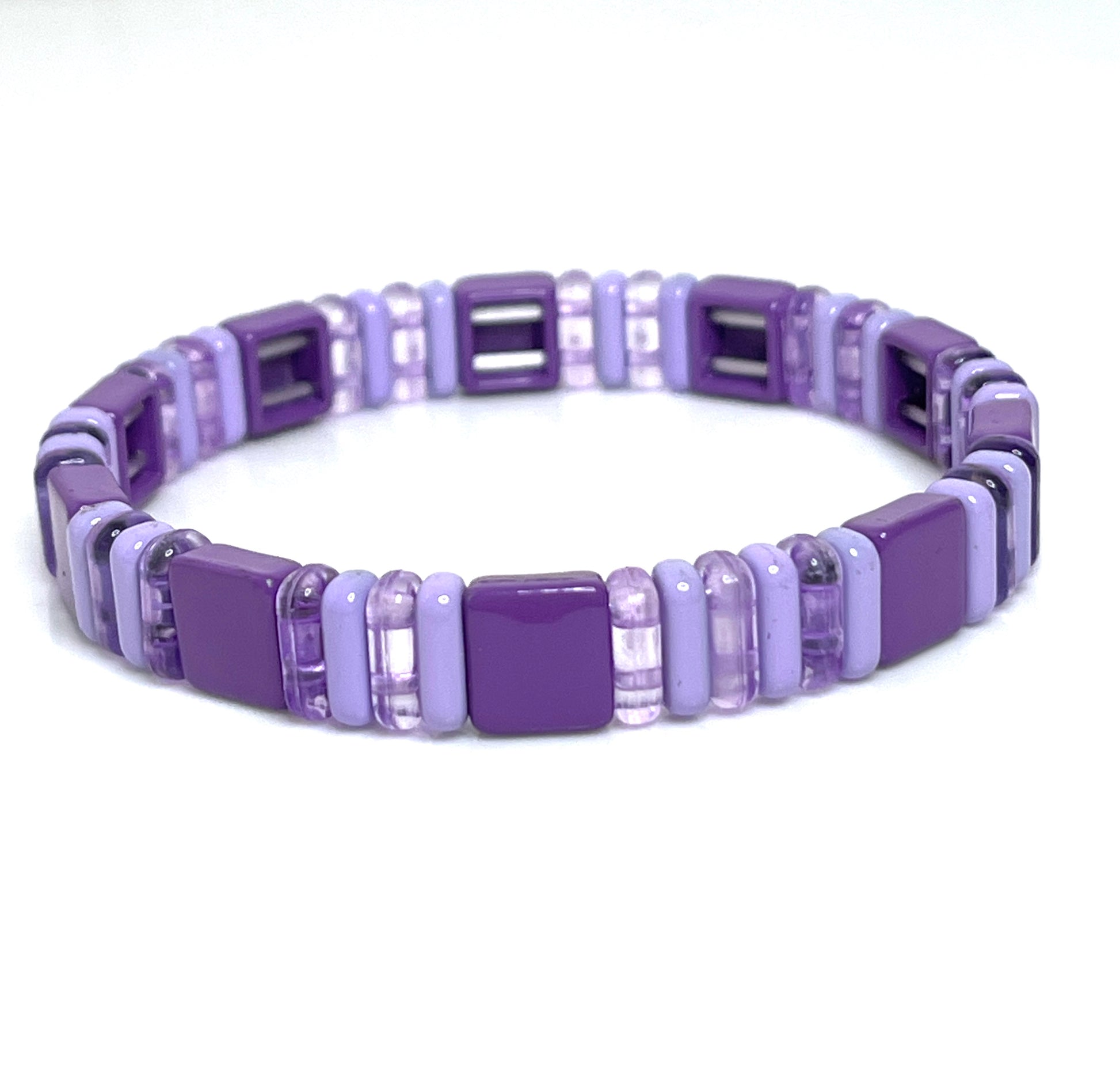 Purple Tila Beaded Bracelet | Ombre Purple Japanese Stretch Bracelet