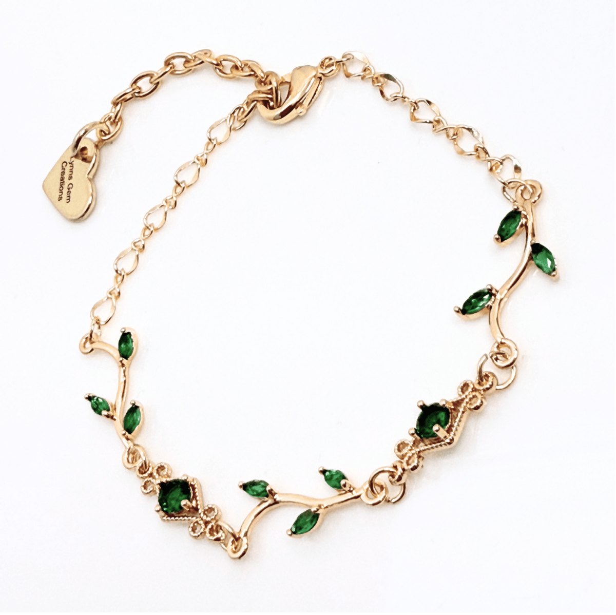 Delicate Regency Gold Vine Jewellery Set with Emerald Crystal | Fairycore Coquette Elegance