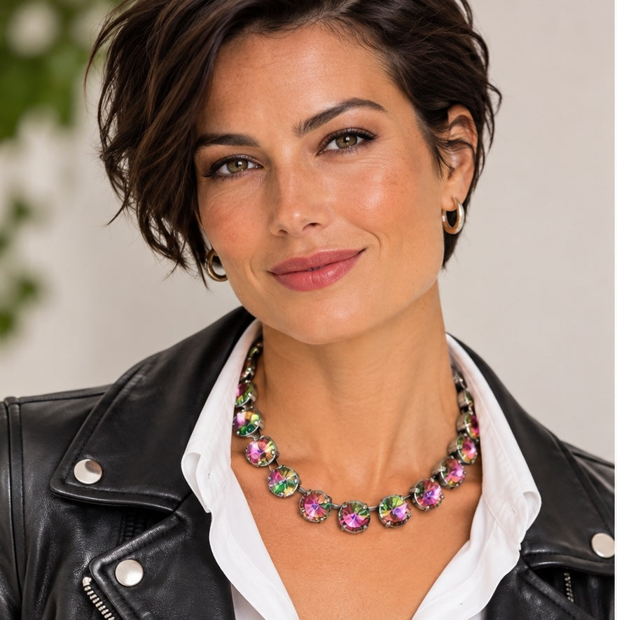 Rainbow Crystal Georgian Collet Chokers | Anna Wintour Inspired