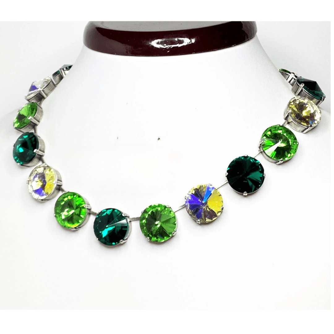 Emerald Peridot Georgian Collet Necklaces | Anna Wintour Style | Clear Rhinestone Choker