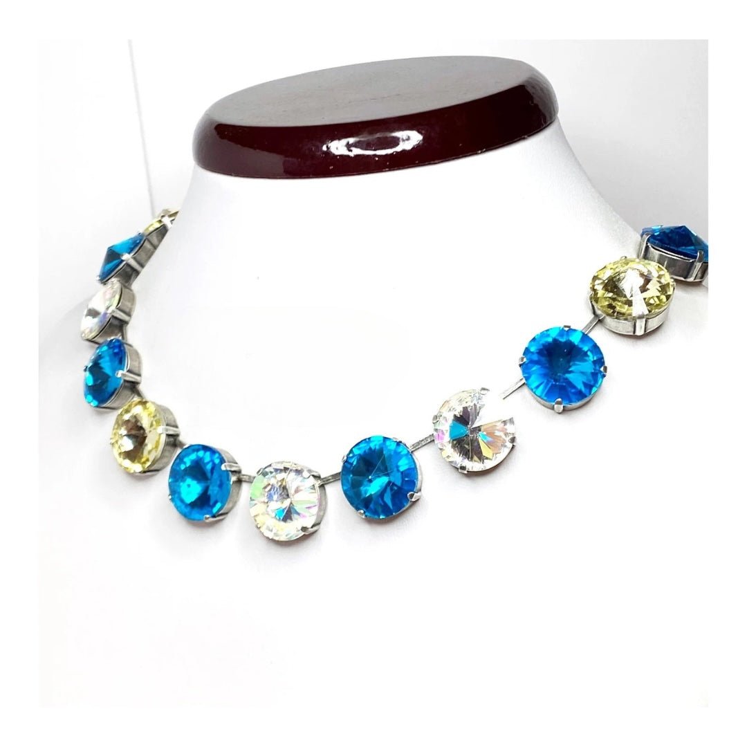 Emerald Peridot Georgian Collet Necklaces | Anna Wintour Style | Clear Rhinestone Choker