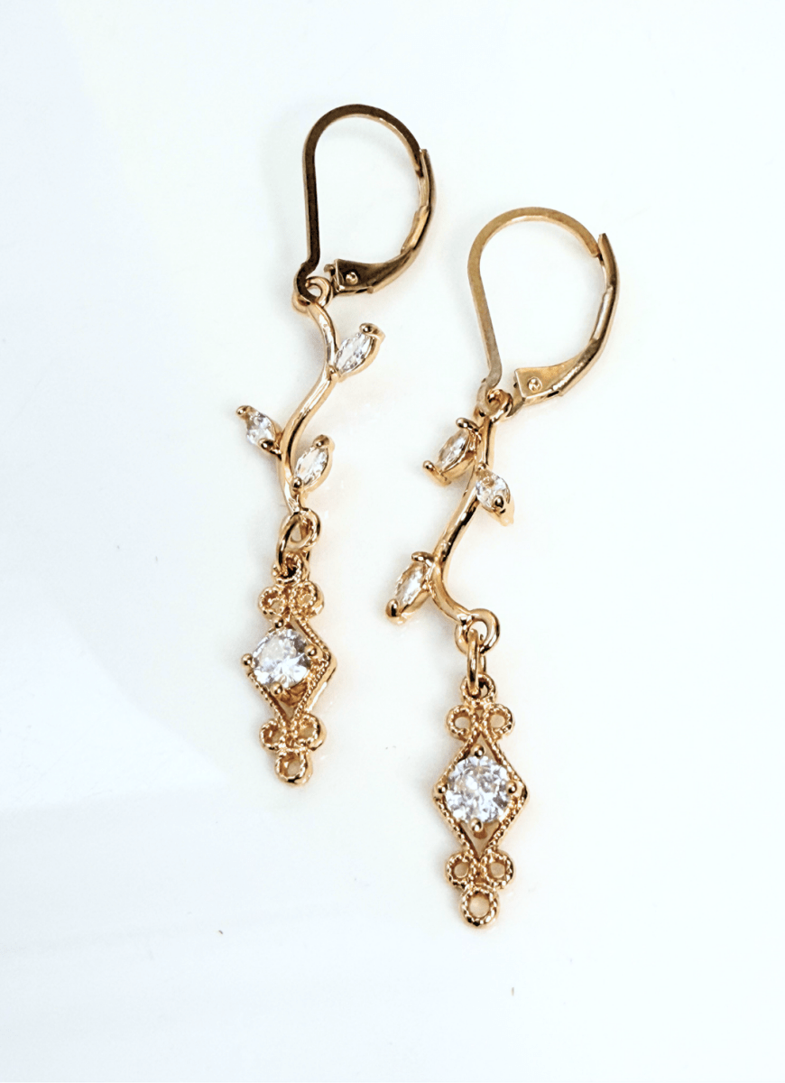Delicate Regency Gold VineJewellery Set with Clear Crystal | Fairycore Coquette Elegance