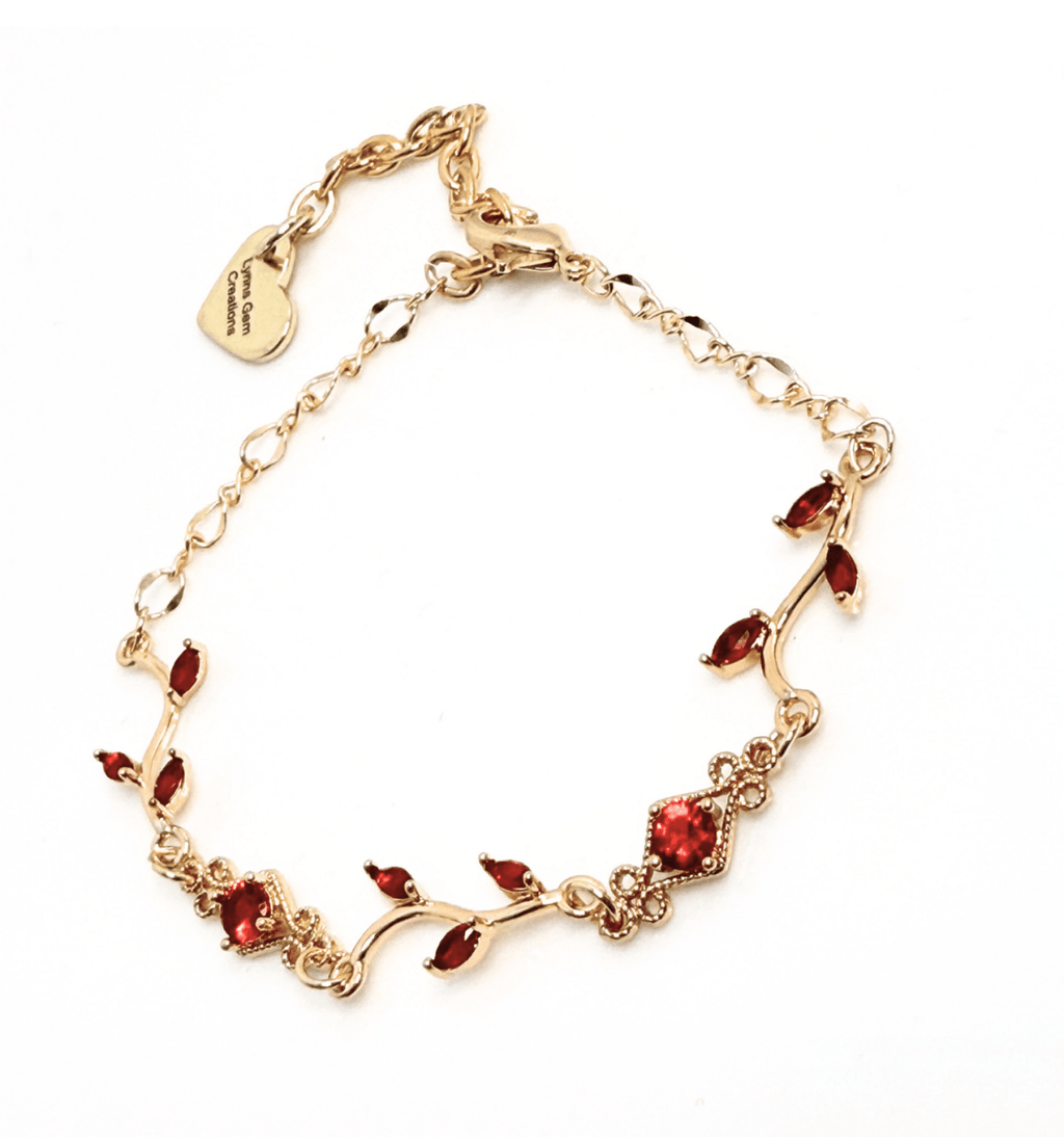 Delicate Regency Gold Vine Jewellery Set with Red Crystal | Fairycore Coquette Elegance
