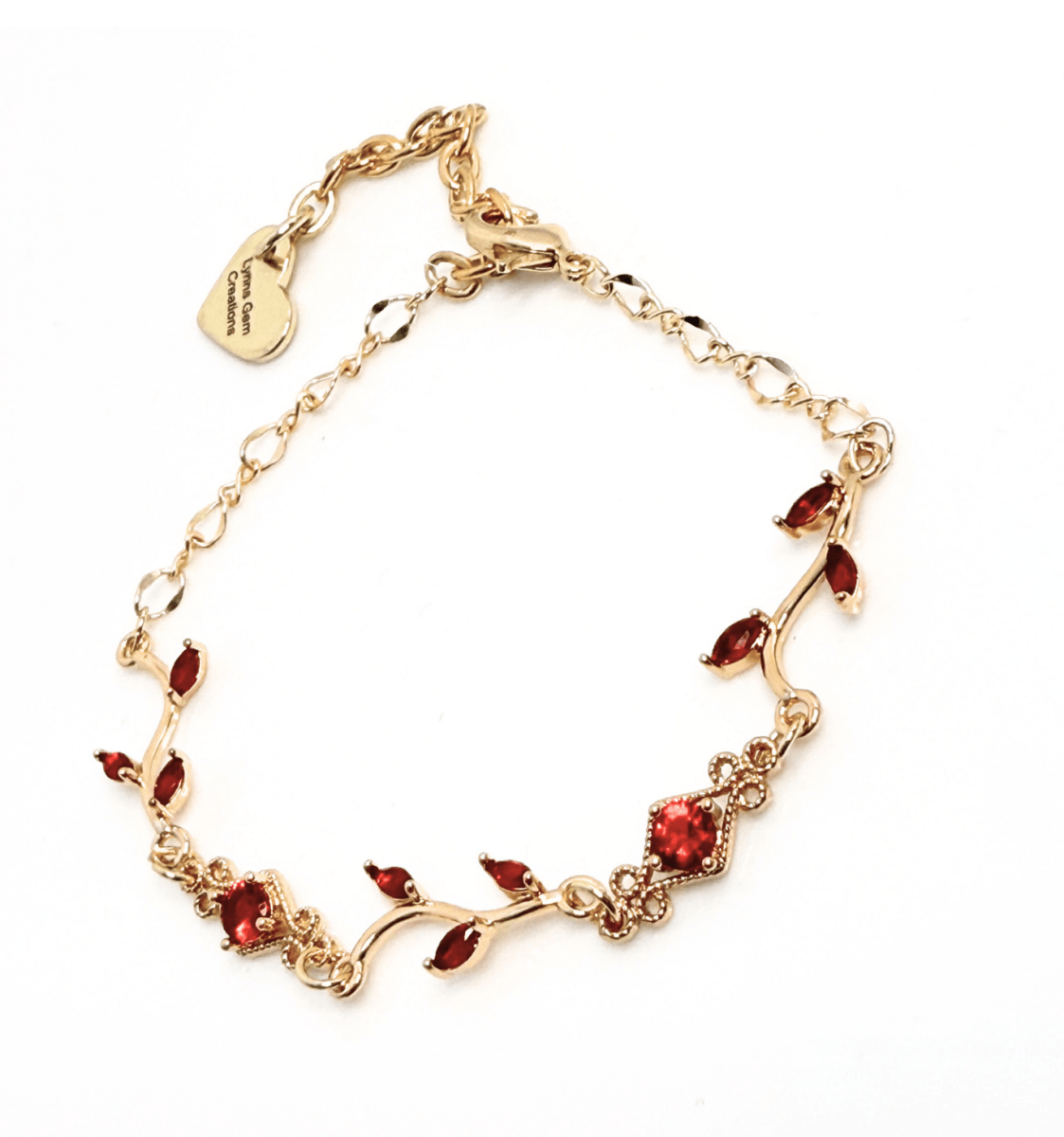 Delicate Regency Gold Vine Jewellery Set with Red Crystal | Fairycore Coquette Elegance