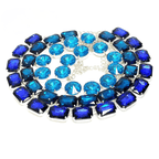 Blue Crystal Georgian Collet Necklace | Aquamarine Crystal Choker | Anna Wintour Style